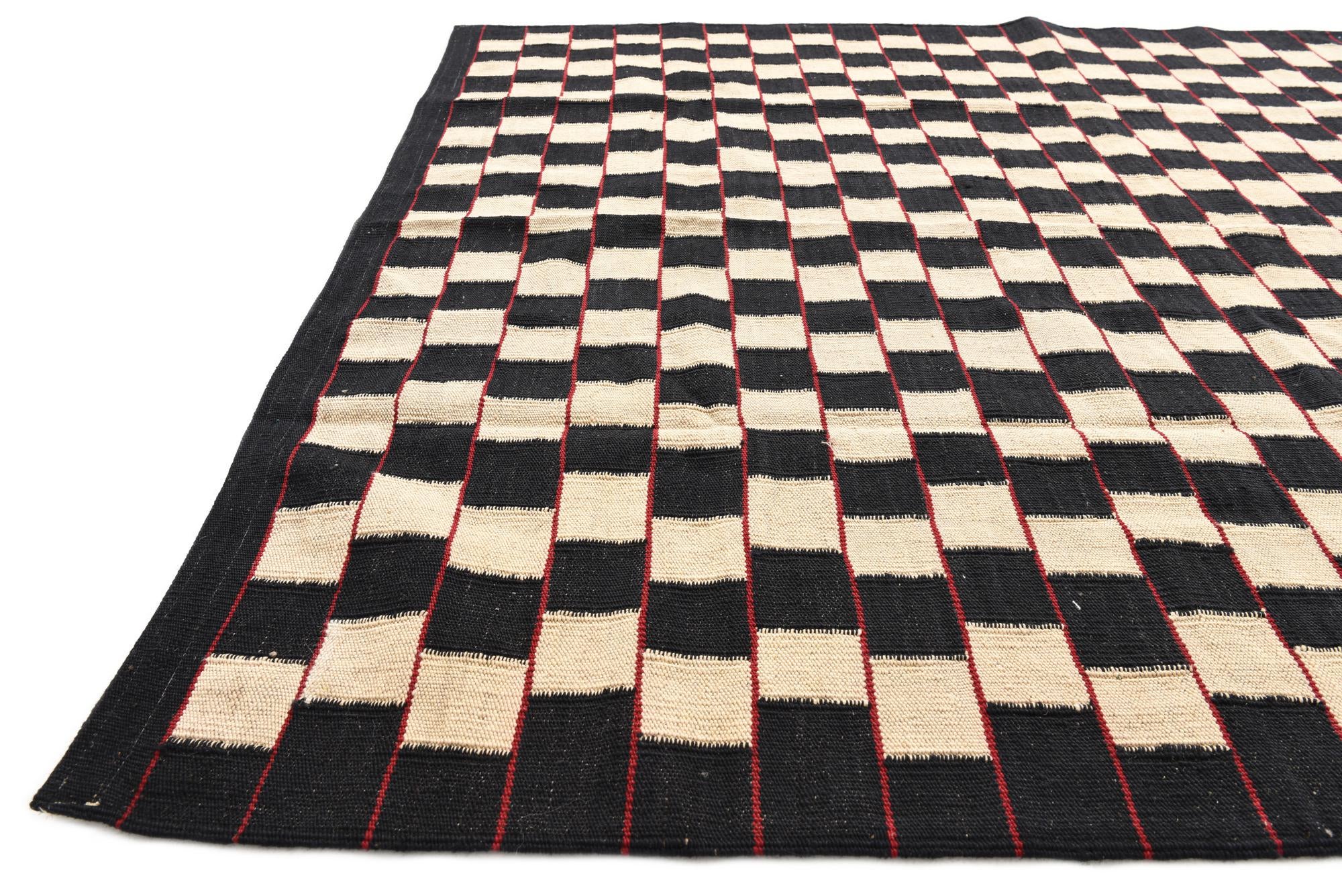 5' x 6' 2 Hand Woven Kilim Modern Wool Rug