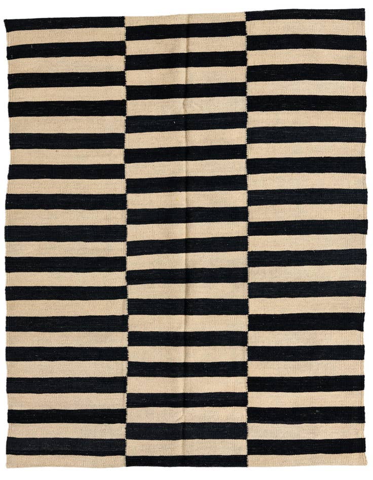Detail image of 4' 4 x 5' 10 Hand Woven Kilim Modern Wool Rug