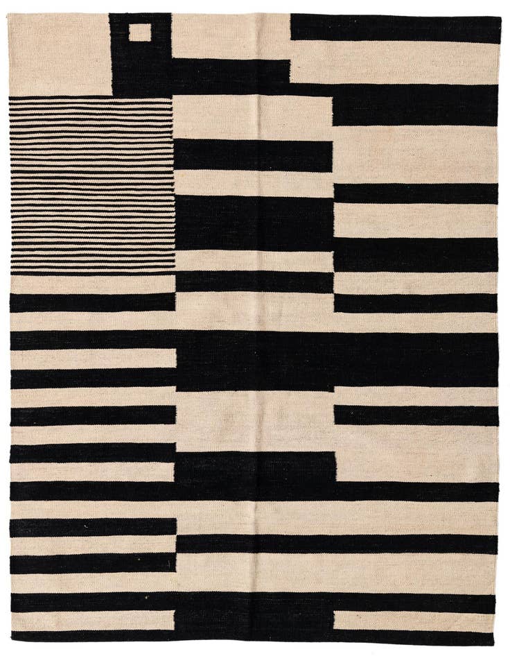Detail image of 4' 10 x 6' 9 Hand Woven Kilim Modern Wool Rug