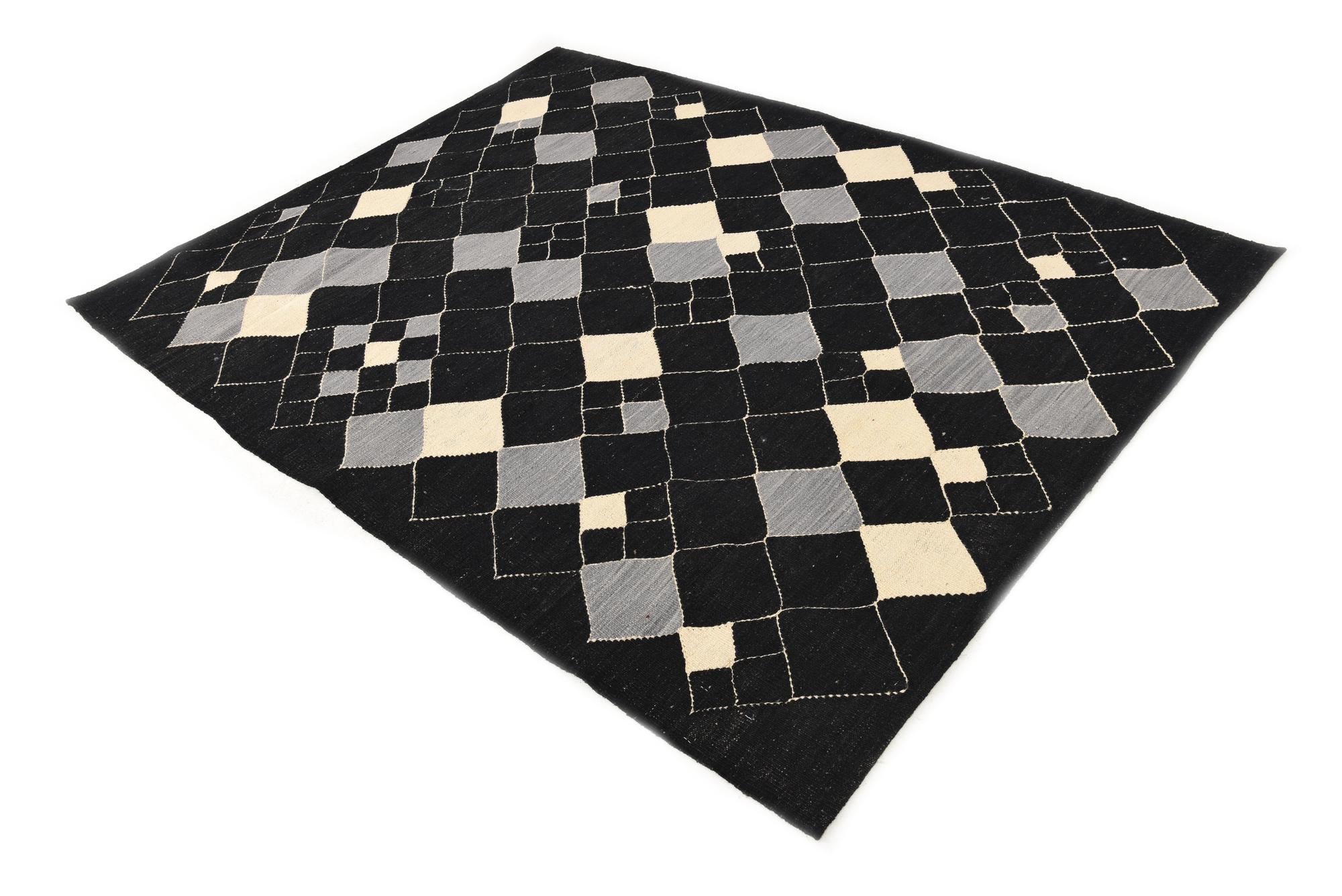 5' 1 x 6' 6 Hand Woven Kilim Modern Wool Rug