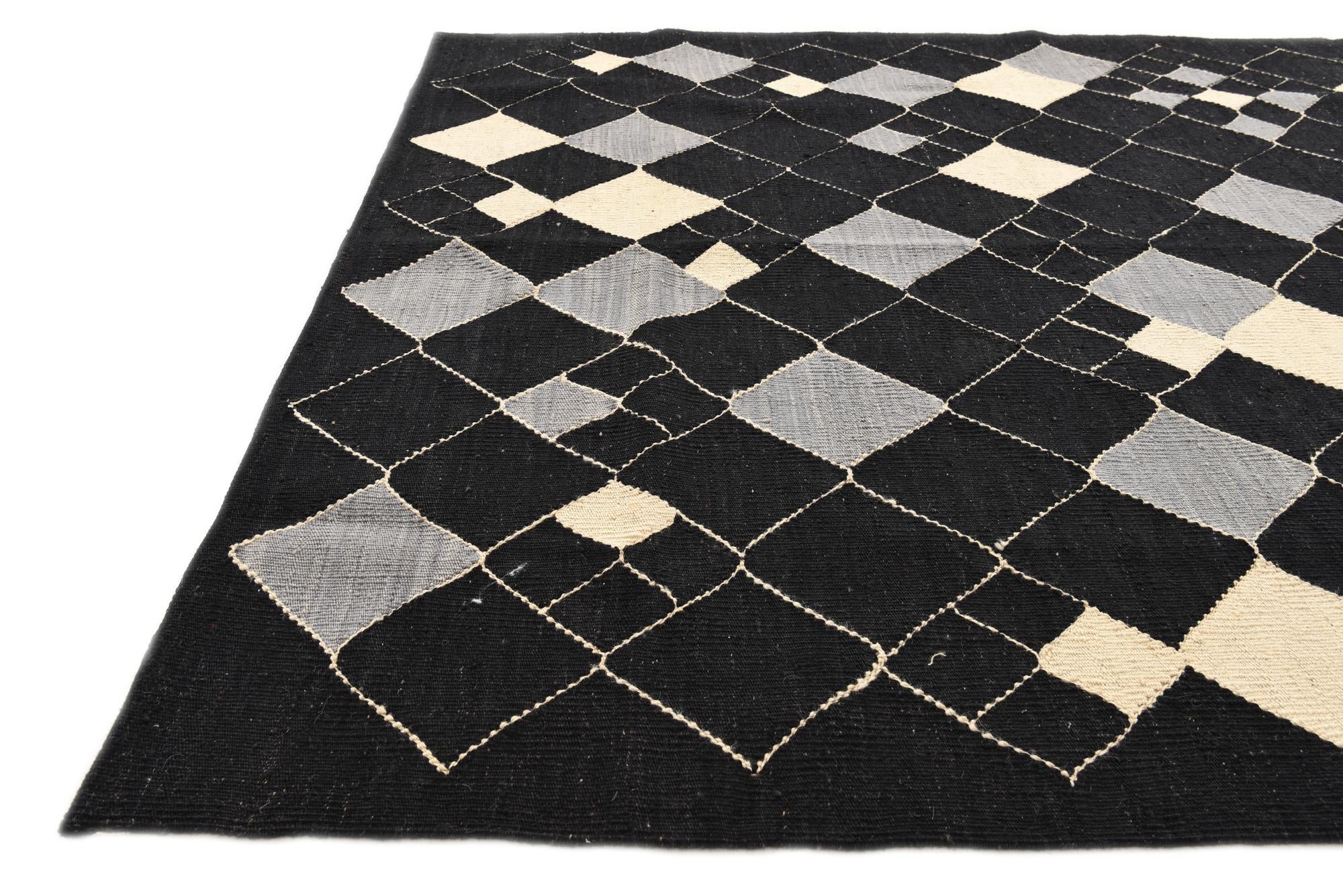 5' 1 x 6' 6 Hand Woven Kilim Modern Wool Rug
