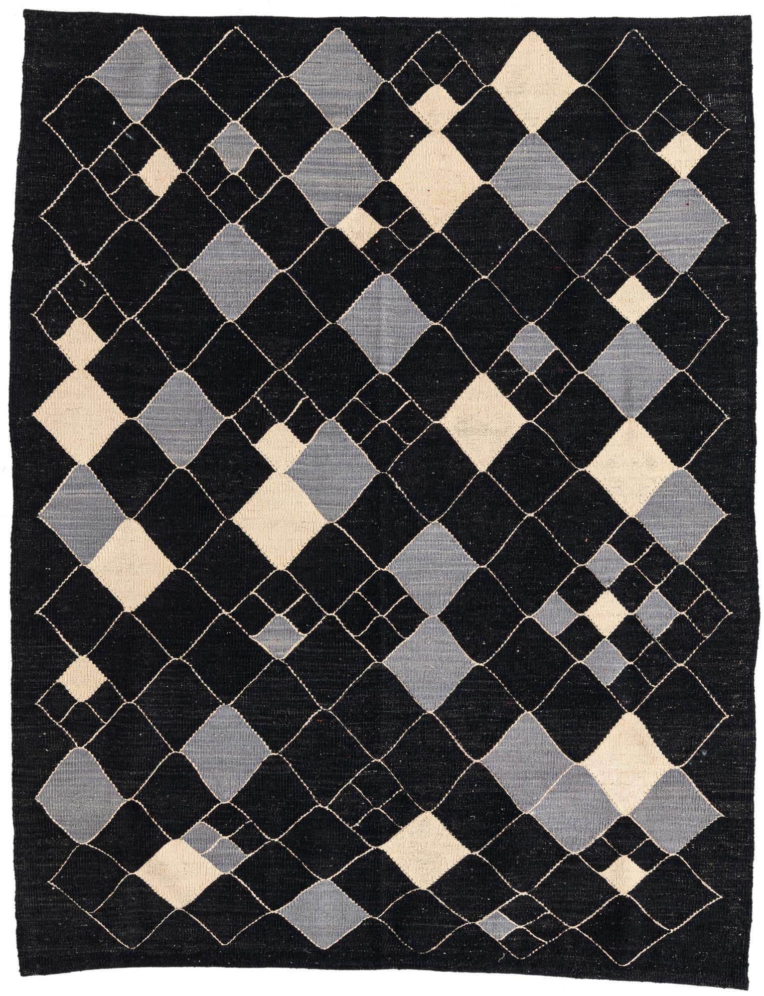 5' 1 x 6' 6 Hand Woven Kilim Modern Wool Rug