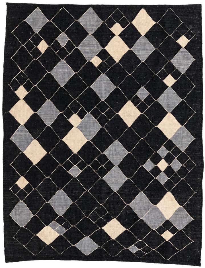 5' 1 x 6' 6 Hand Woven Kilim Modern Wool Rug