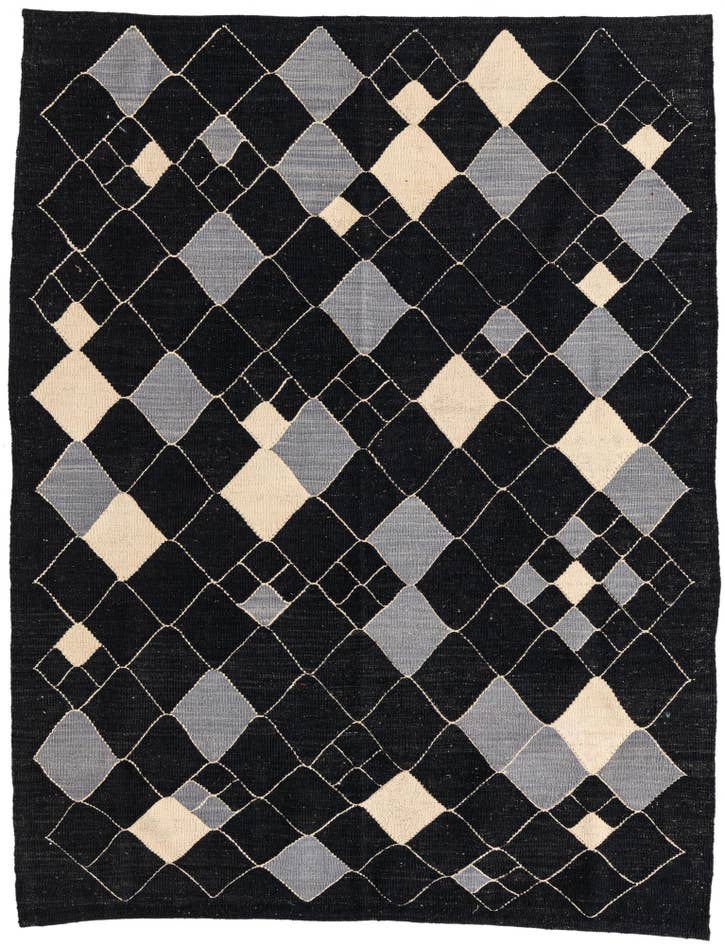Detail image of 5' 1 x 6' 6 Hand Woven Kilim Modern Wool Rug