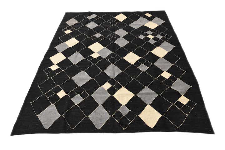 5' 1 x 6' 5 Hand Woven Kilim Modern Wool Rug