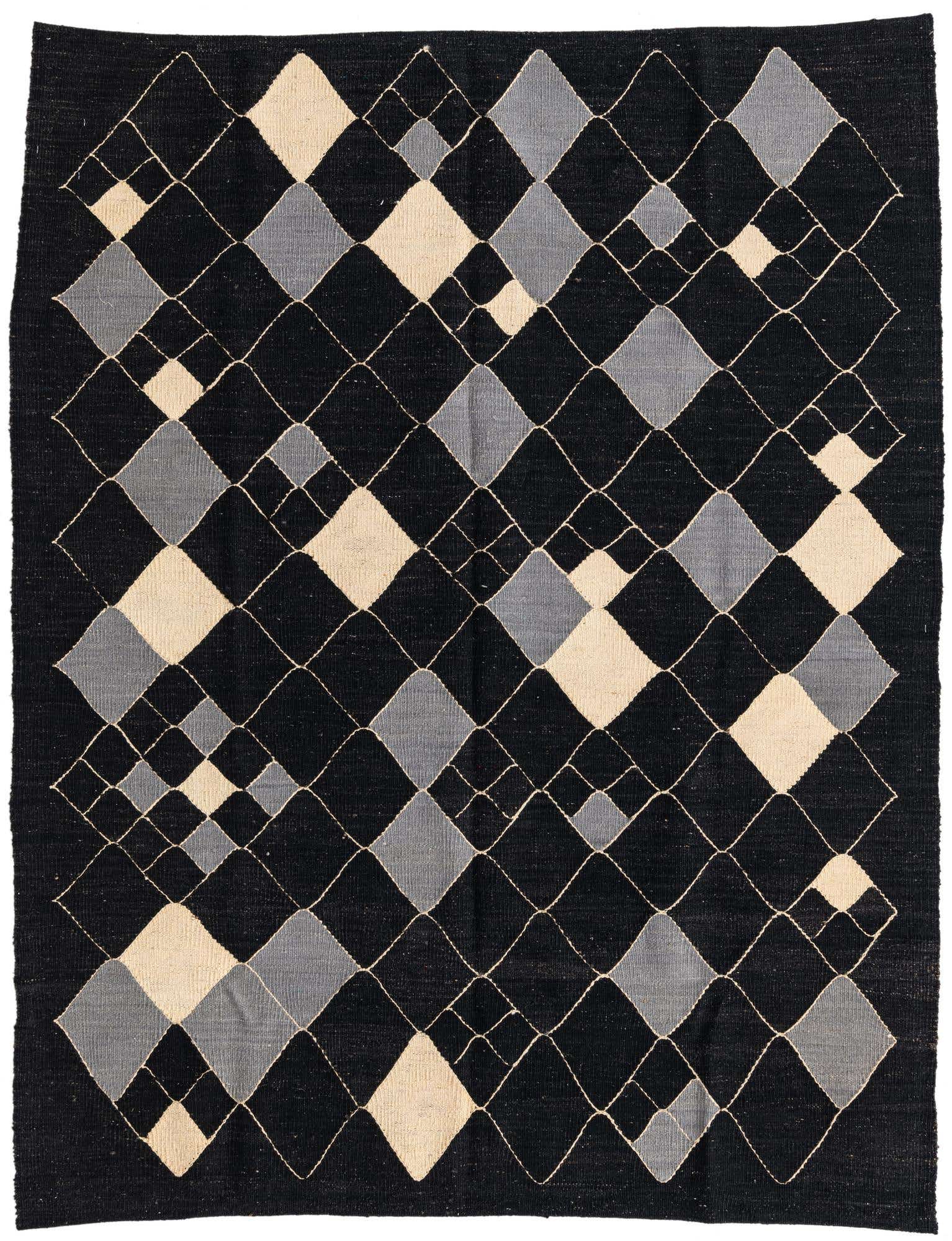 5' 1 x 6' 5 Hand Woven Kilim Modern Wool Rug