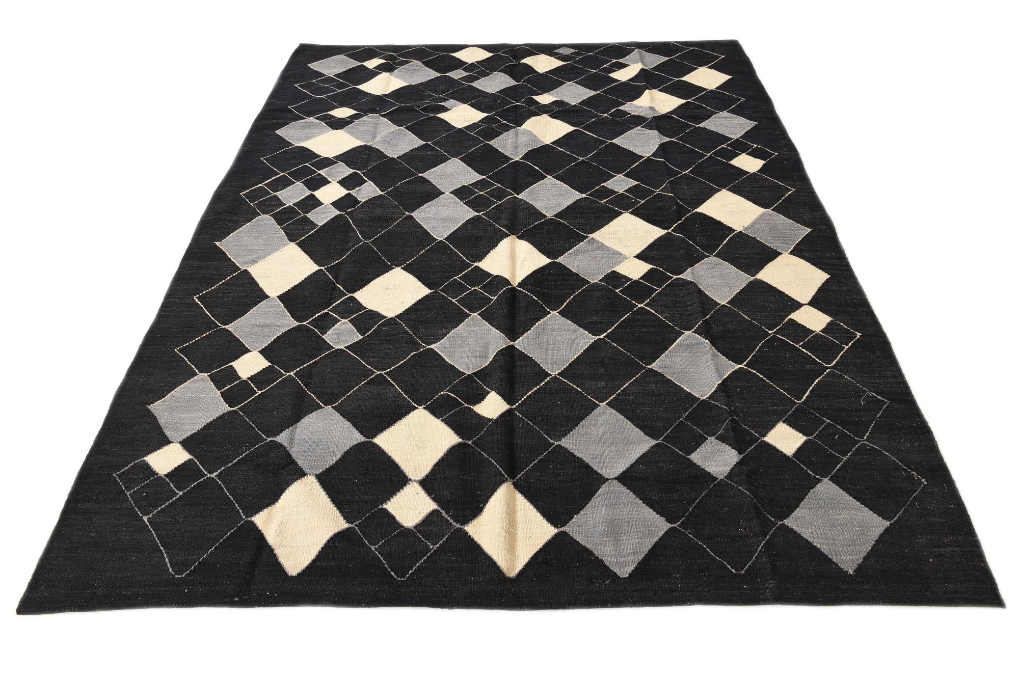 5' 9 x 7' 7 Hand Woven Kilim Modern Wool Rug