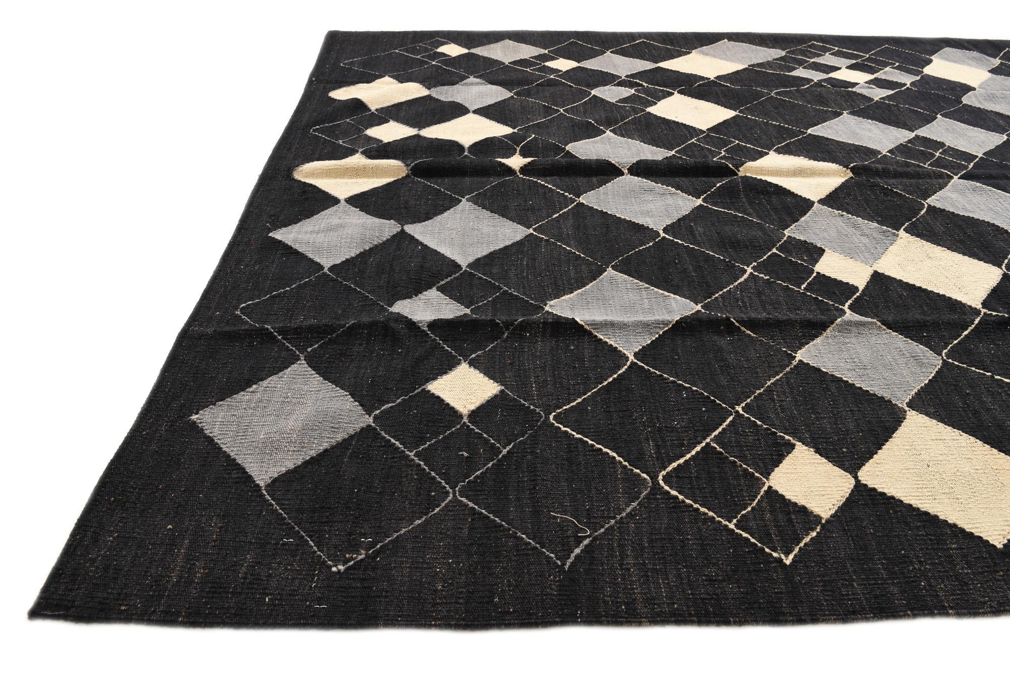 5' 9 x 7' 7 Hand Woven Kilim Modern Wool Rug