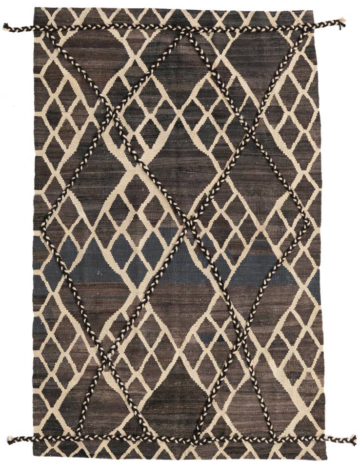 Detail image of 4' x 6' Hand Woven Kilim Modern Wool Rug