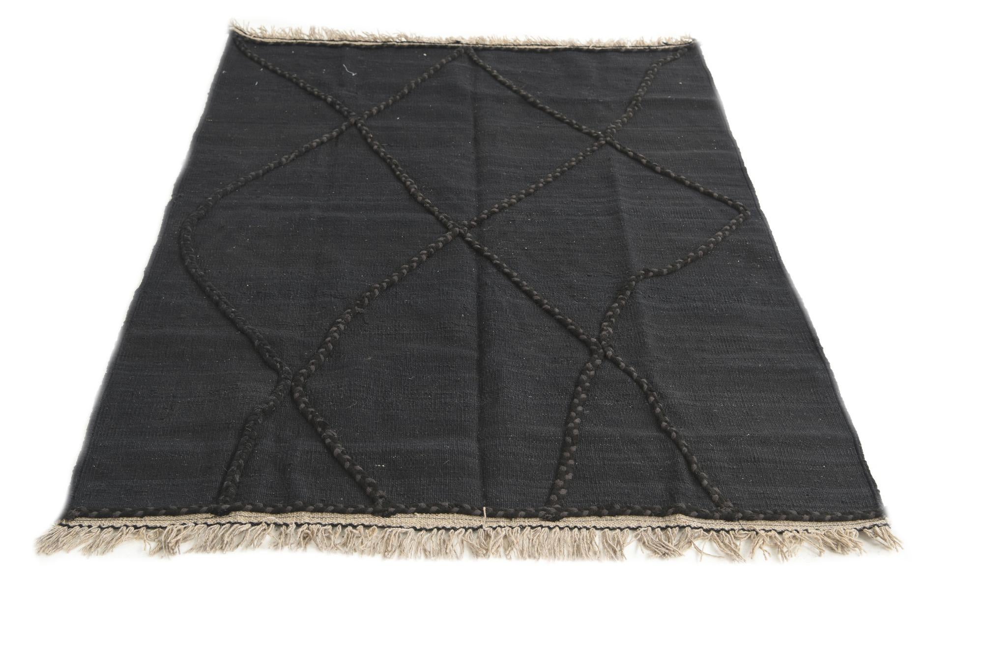 3' 7 x 5' 3 Hand Woven Kilim Modern Wool Rug