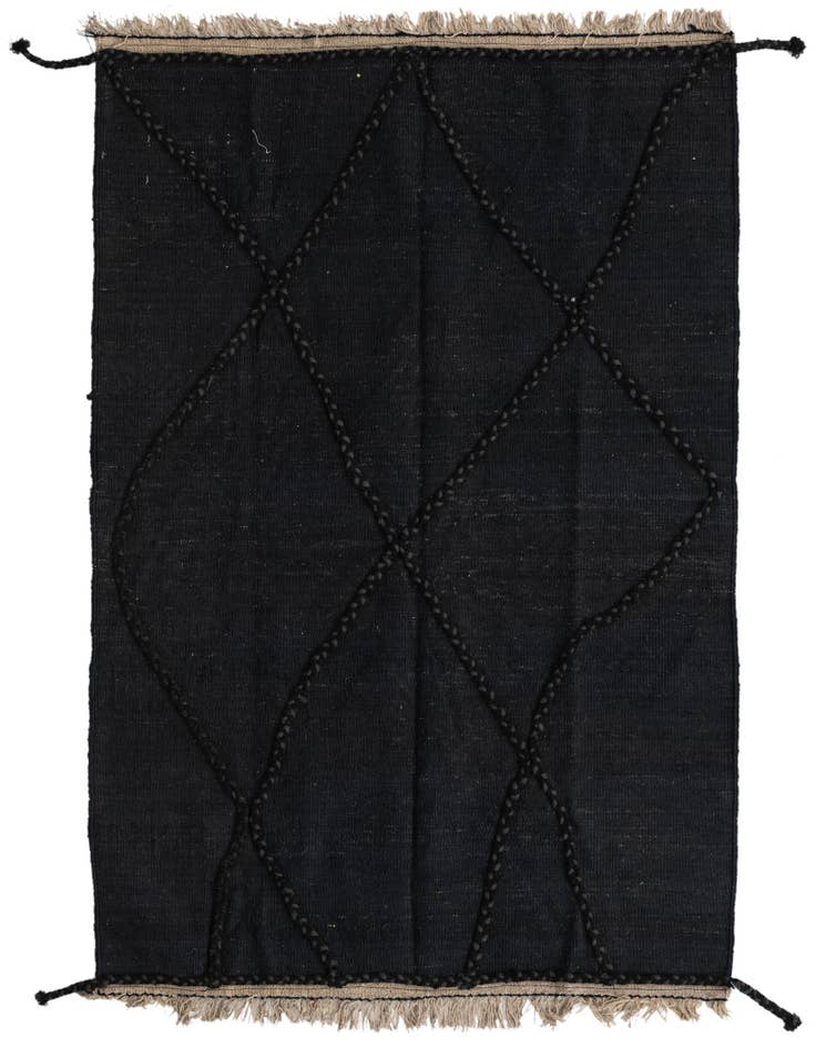 Detail image of 3' 7 x 5' 3 Hand Woven Kilim Modern Wool Rug
