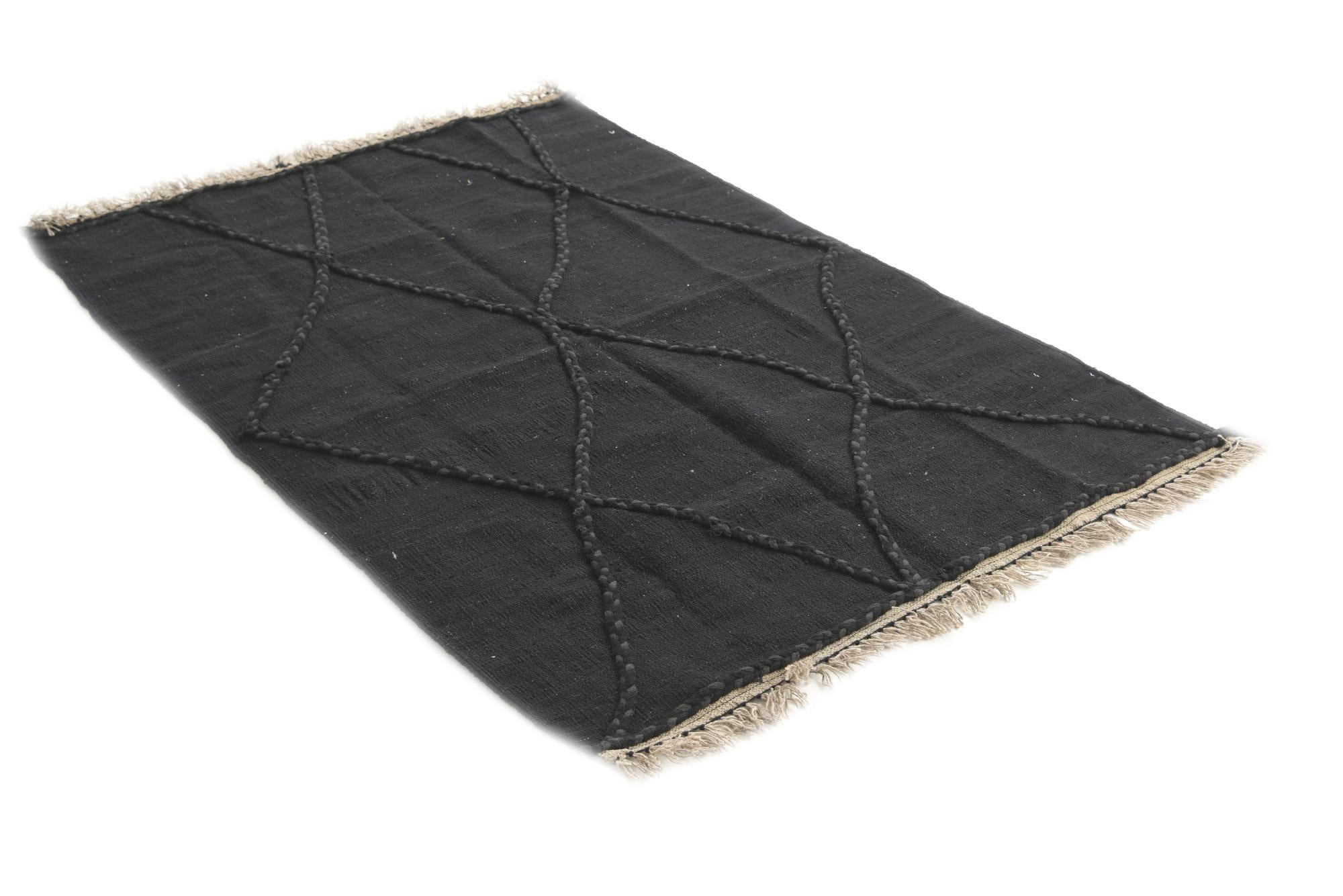 3' 8 x 5' 3 Hand Woven Kilim Modern Wool Rug