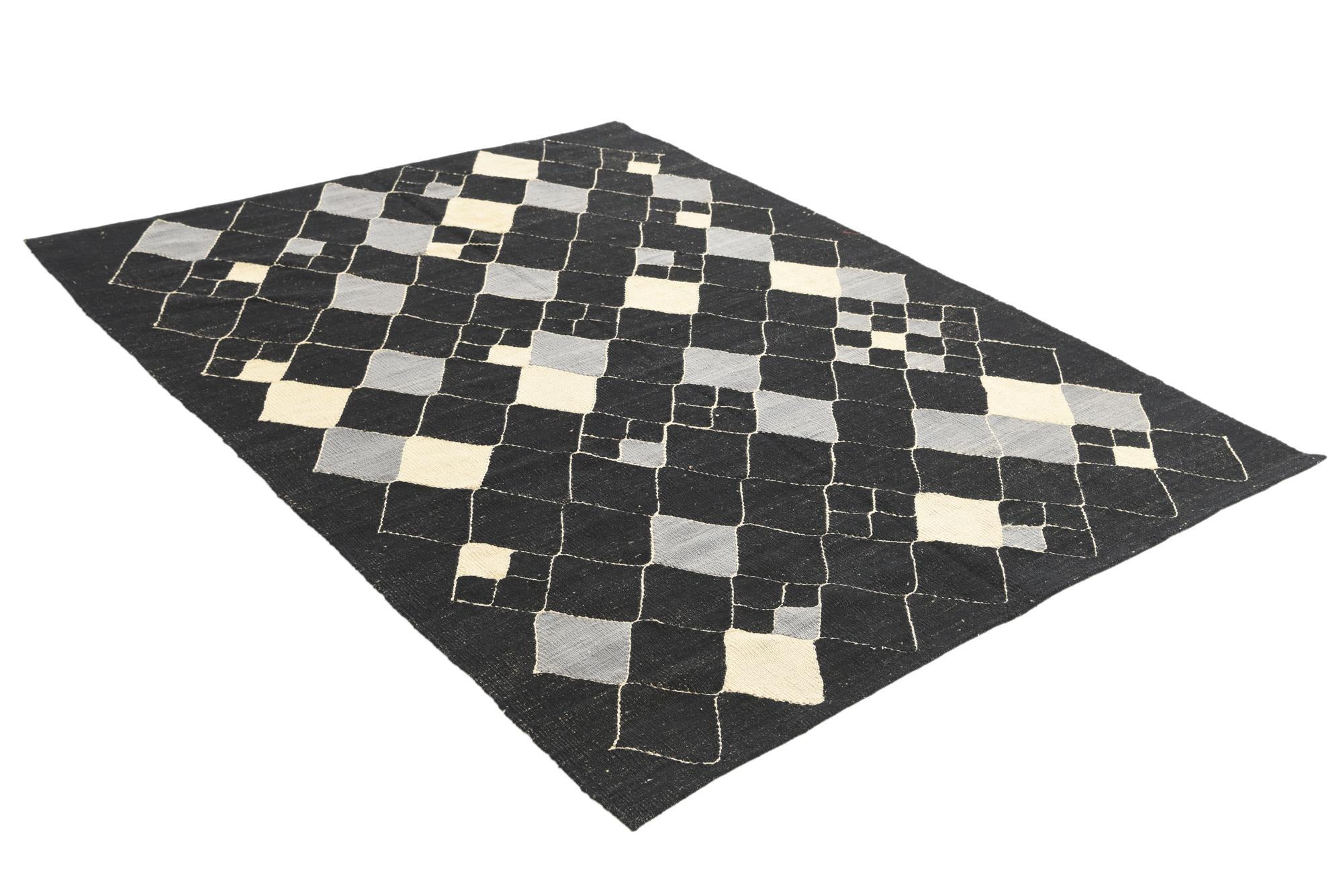 5' x 6' 4 Hand Woven Kilim Modern Wool Rug