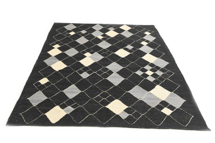 Detail image of 5' x 6' 4 Hand Woven Kilim Modern Wool Rug