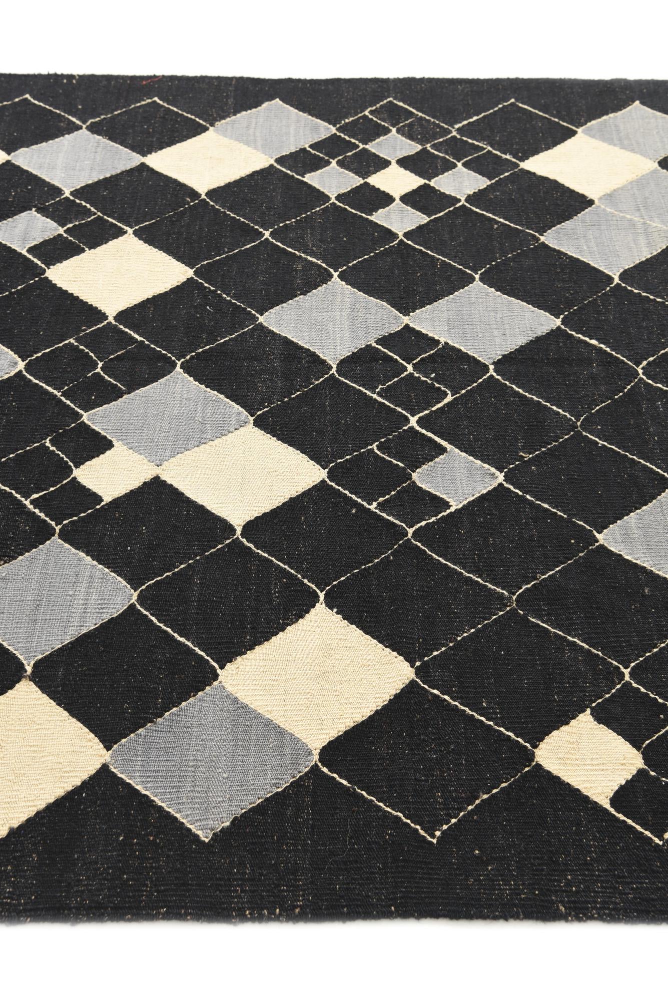5' x 6' 4 Hand Woven Kilim Modern Wool Rug