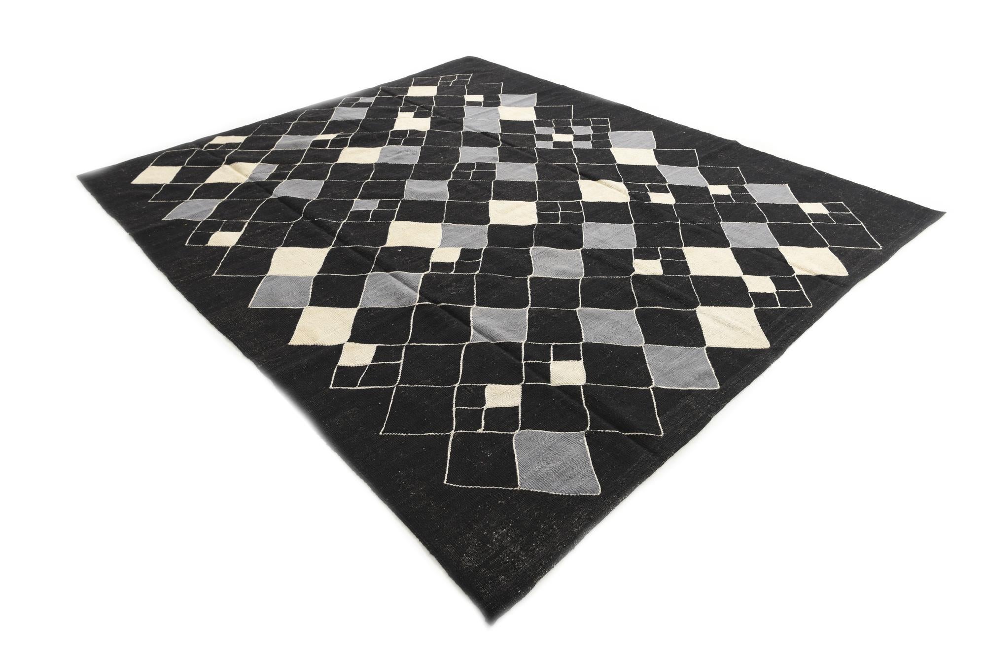 8' 8 x 9' 9 Hand Woven Kilim Modern Wool Rug