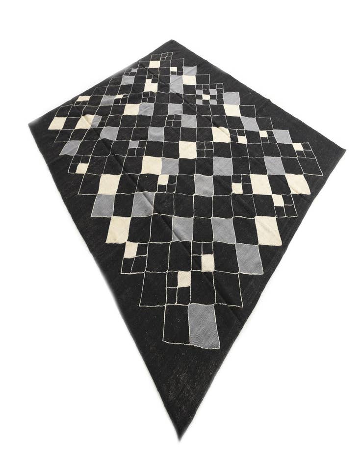 Detail image of 8' 8 x 9' 9  Hand Woven Kilim Modern Wool Rug