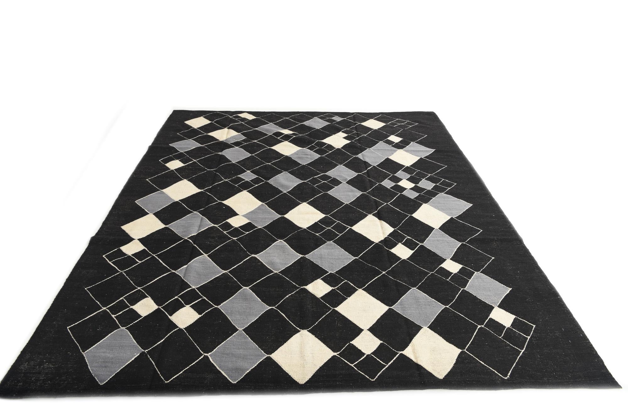 8' 8 x 9' 9 Hand Woven Kilim Modern Wool Rug
