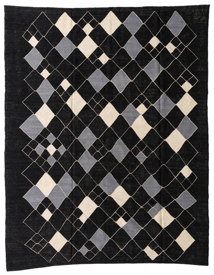 Detail image of 8' 8 x 9' 9 Hand Woven Kilim Modern Wool Rug