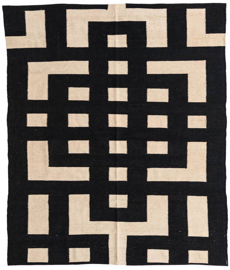 Detail image of 5' 4 x 6' 4 Hand Woven Kilim Modern Wool Rug