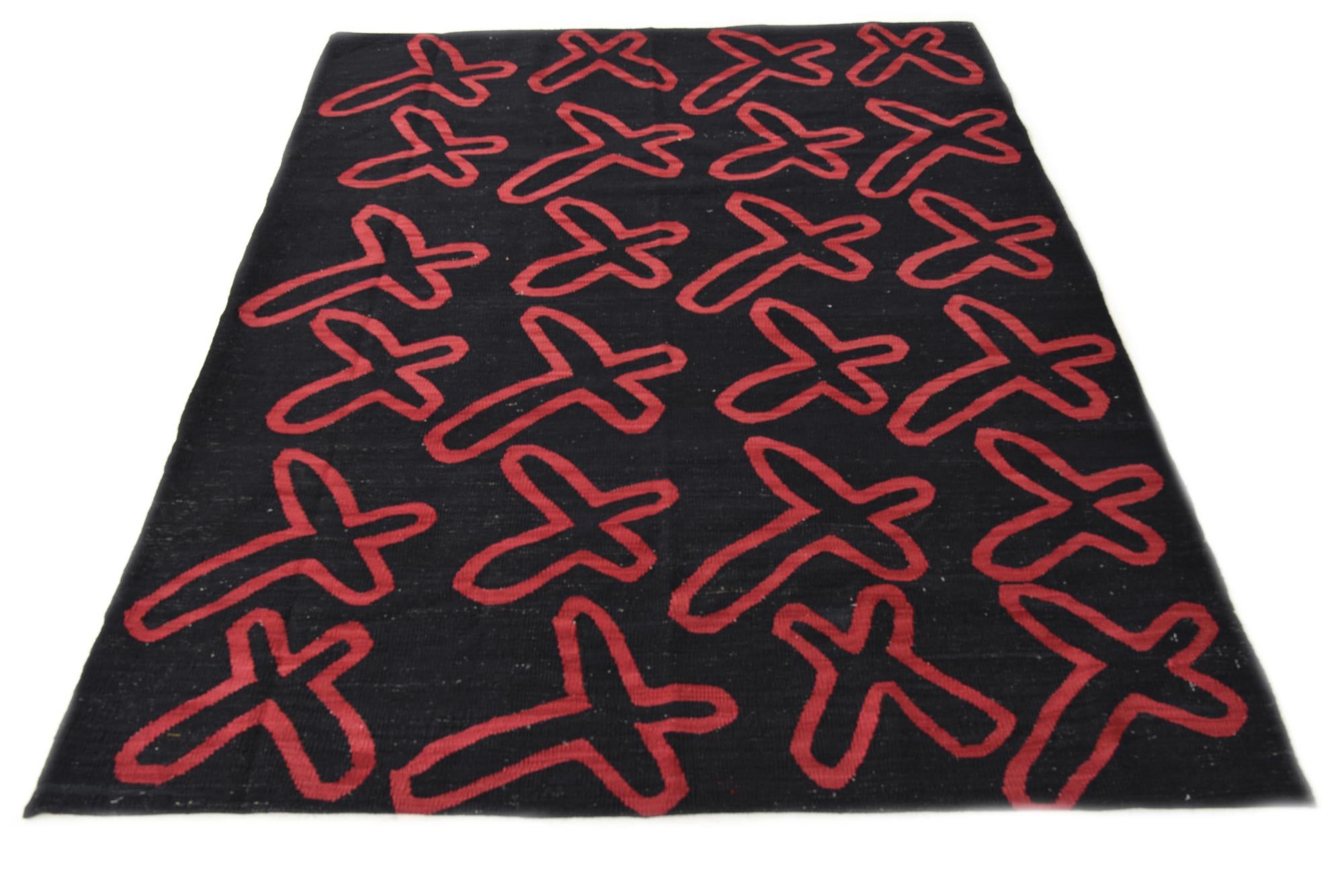 5' 2 x 6' 5 Hand Woven Kilim Modern Wool Rug