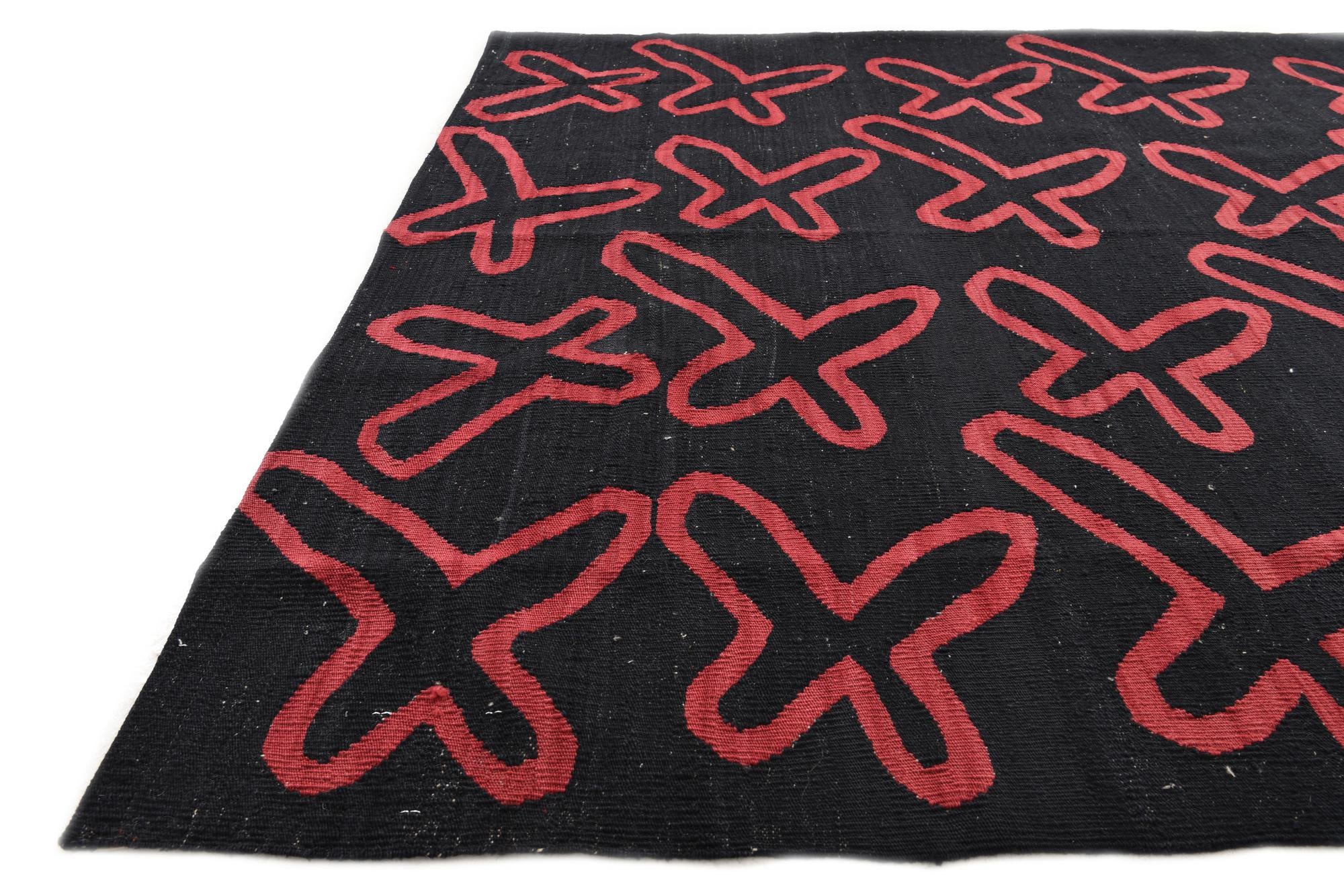 5' 2 x 6' 5 Hand Woven Kilim Modern Wool Rug