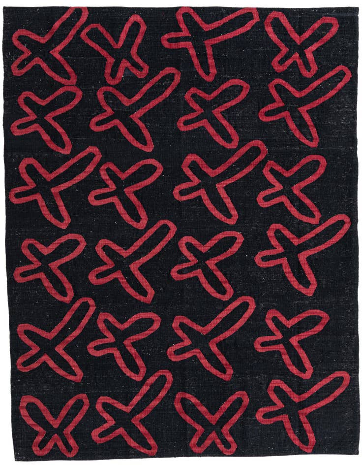 Detail image of 5' 2 x 6' 5 Hand Woven Kilim Modern Wool Rug