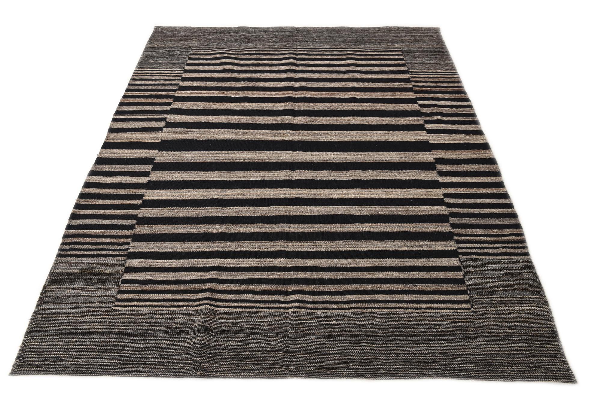 5' 2 x 6' 5 Hand Woven Kilim Modern Wool Rug