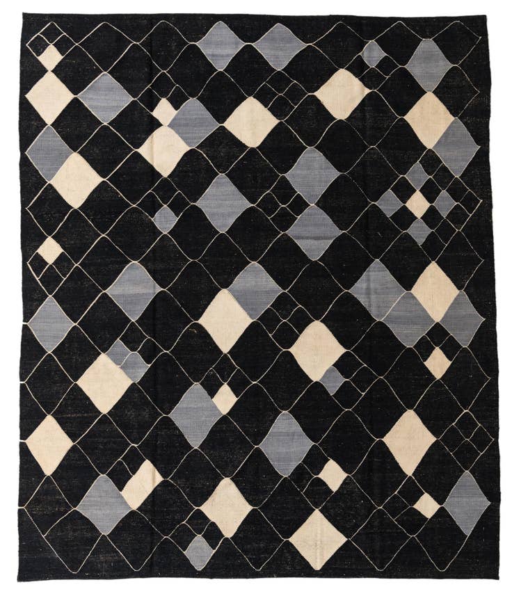 Detail image of 8' 3 x 9' 10 Hand Woven Kilim Modern Wool Rug