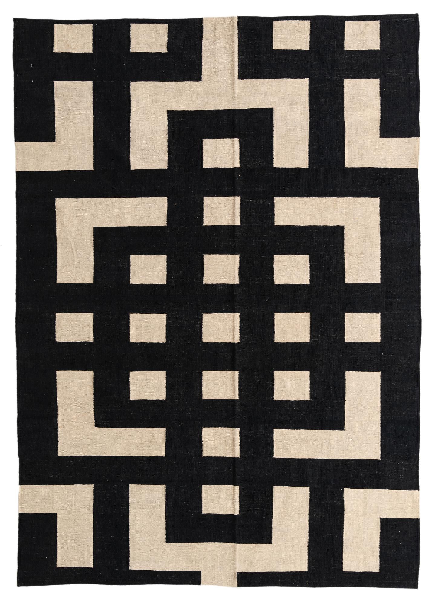 6' 10 x 9' 7 Hand Woven Kilim Modern Wool Rug