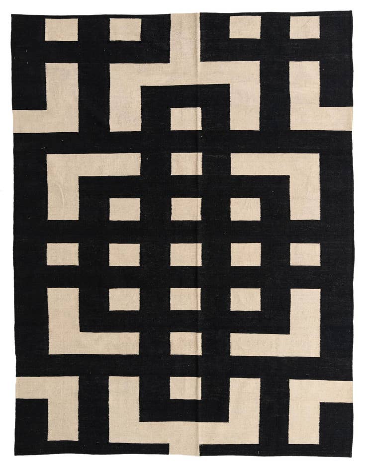 Detail image of 6' 10 x 9' 7 Hand Woven Kilim Modern Wool Rug