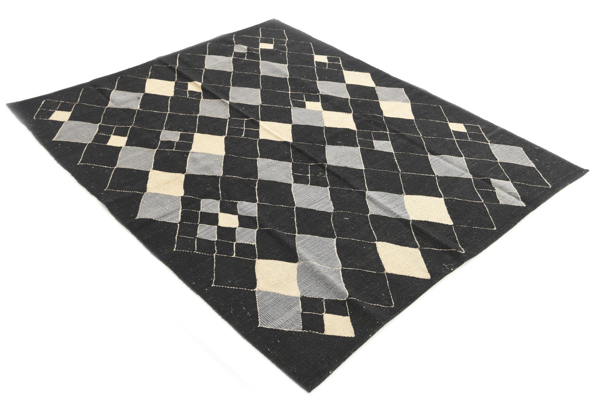 5' 1 x 6' 6 Hand Woven Kilim Modern Wool Rug