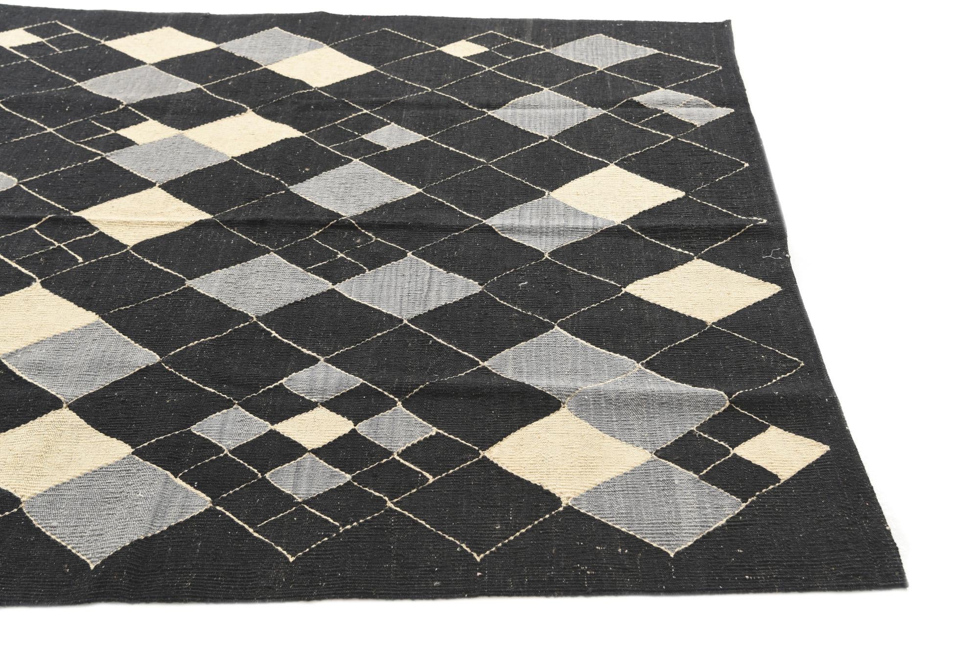 5' 1 x 6' 6 Hand Woven Kilim Modern Wool Rug