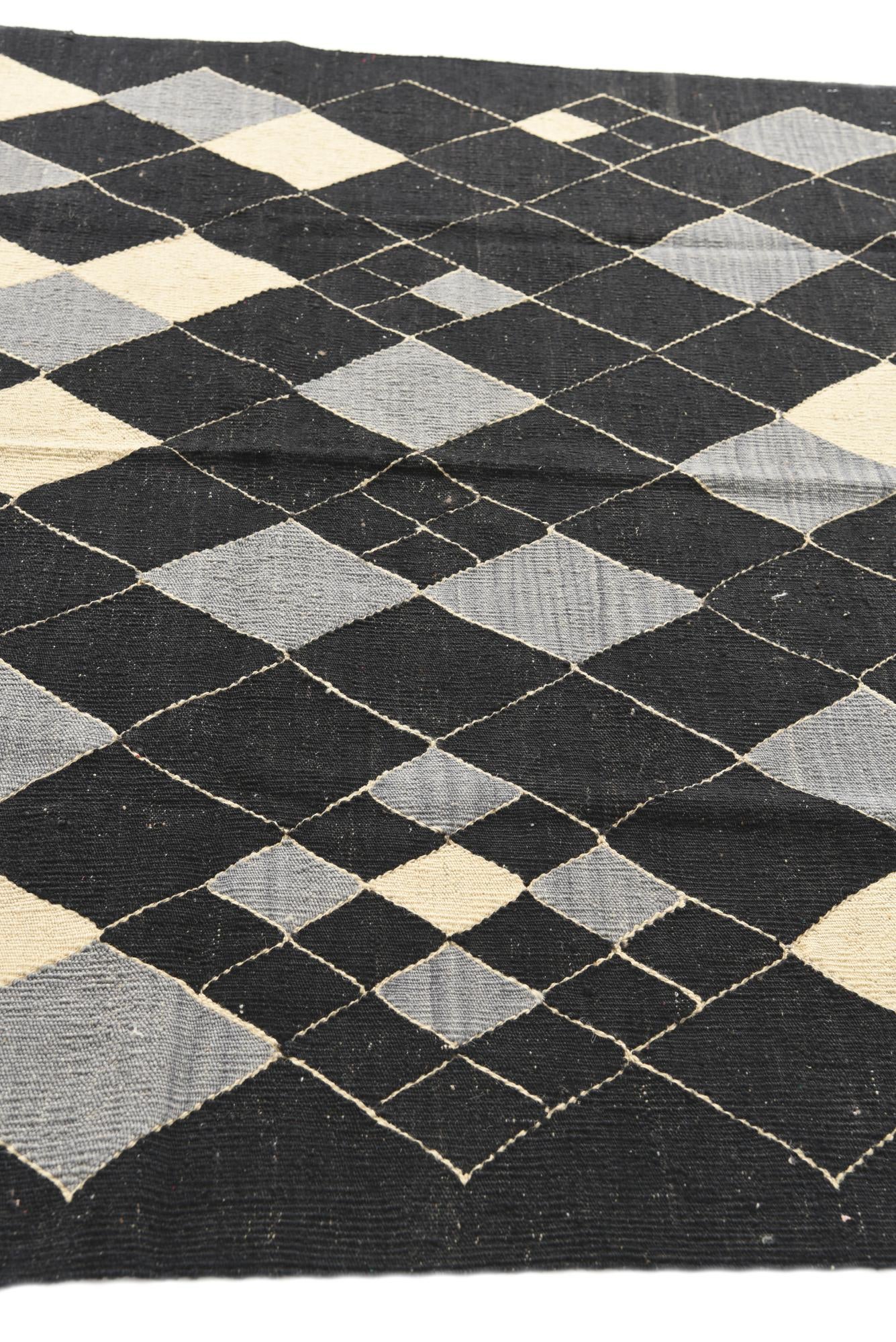 5' 1 x 6' 6 Hand Woven Kilim Modern Wool Rug