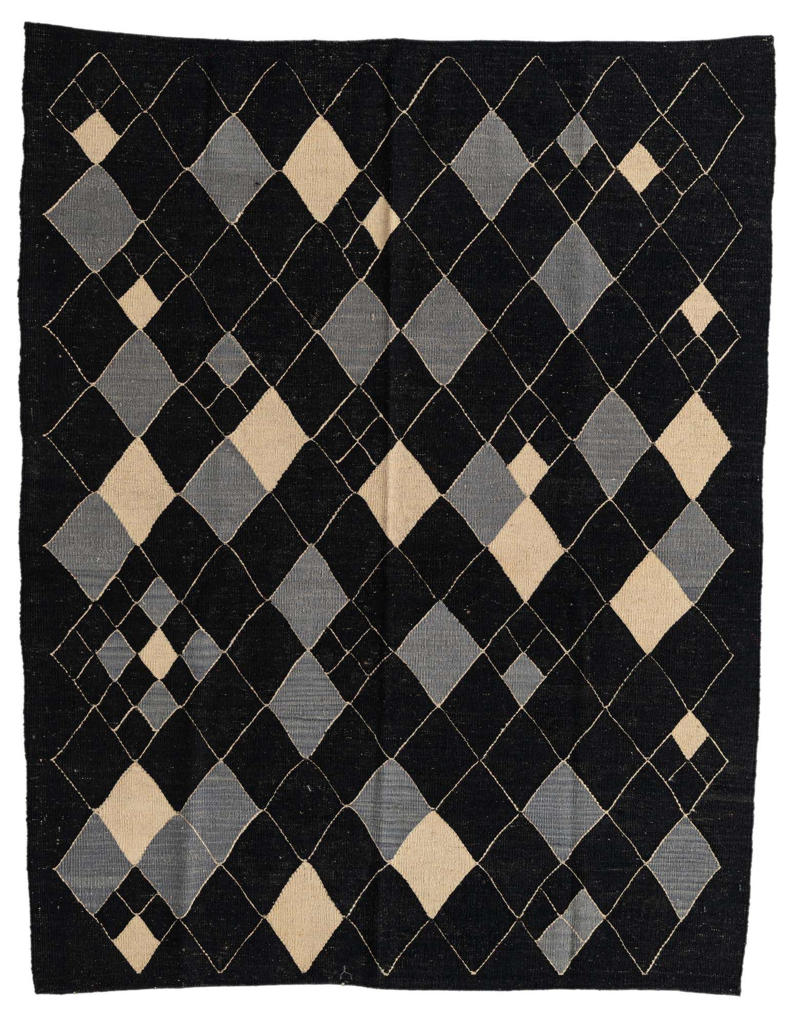 5' 1 x 6' 6 Hand Woven Kilim Modern Wool Rug