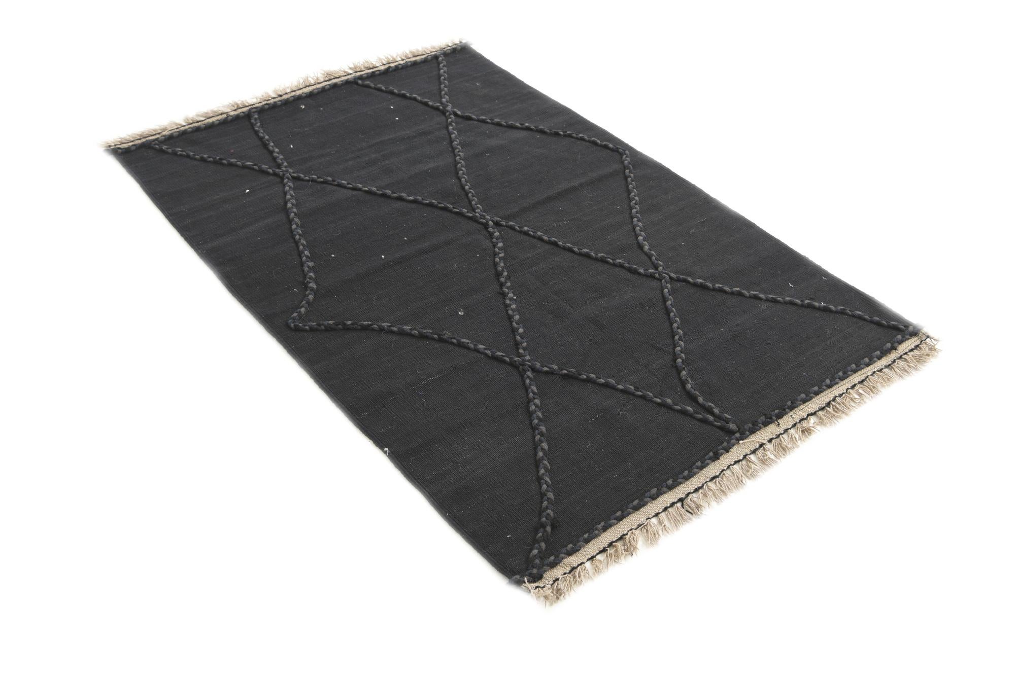 3' 7 x 5' 2 Hand Woven Kilim Modern Wool Rug