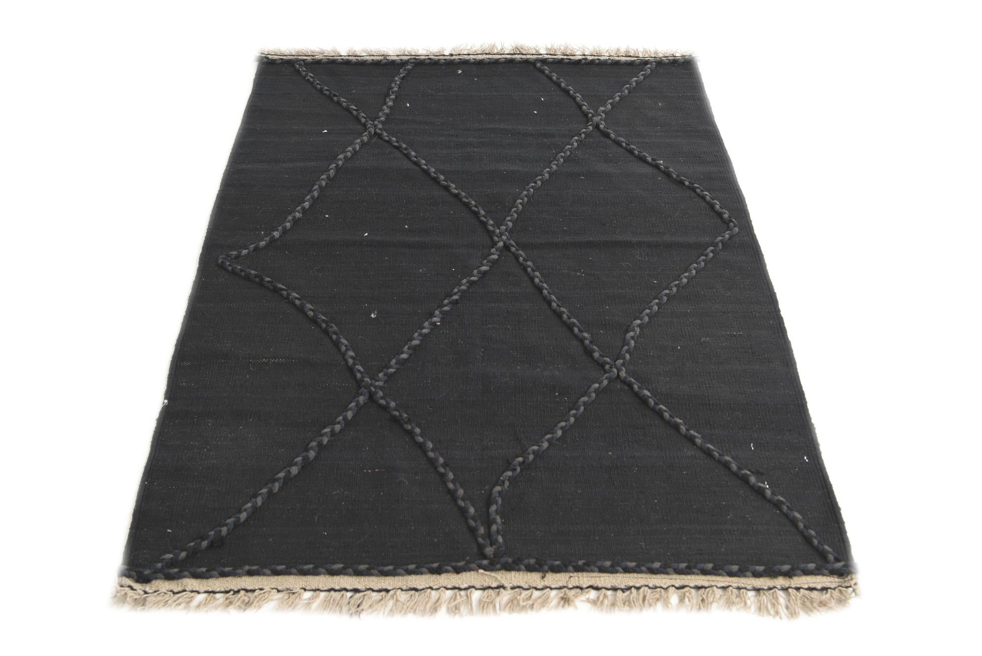 3' 7 x 5' 2 Hand Woven Kilim Modern Wool Rug