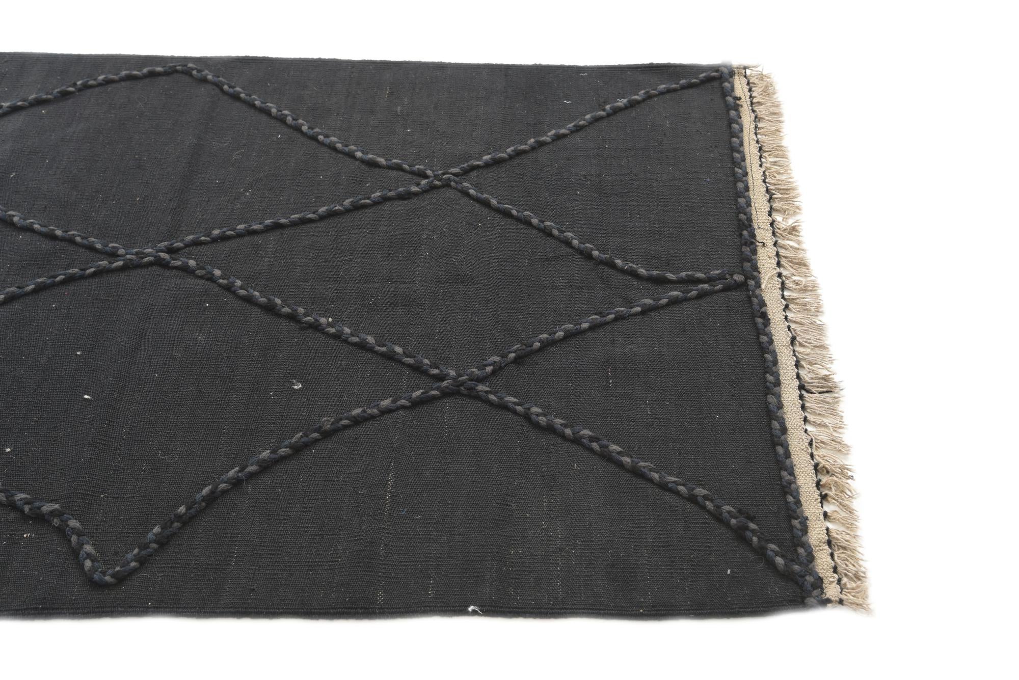 3' 7 x 5' 2 Hand Woven Kilim Modern Wool Rug