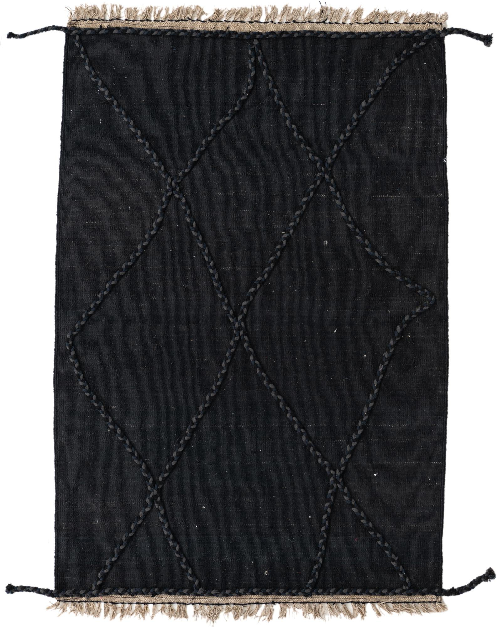 3' 7 x 5' 2 Hand Woven Kilim Modern Wool Rug