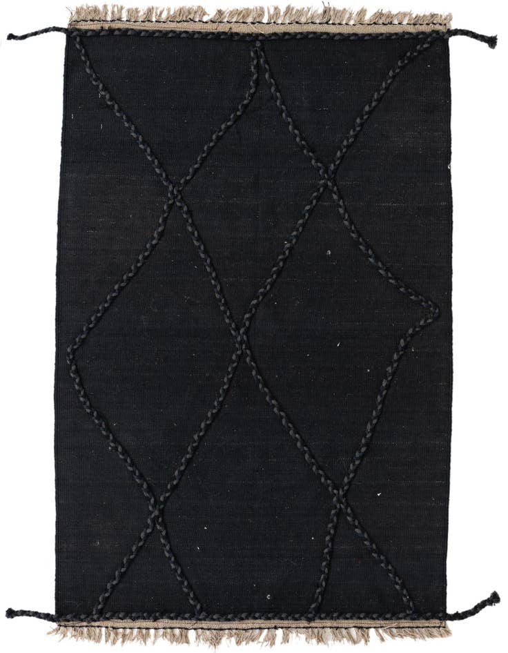 Detail image of 3' 7 x 5' 2 Hand Woven Kilim Modern Wool Rug