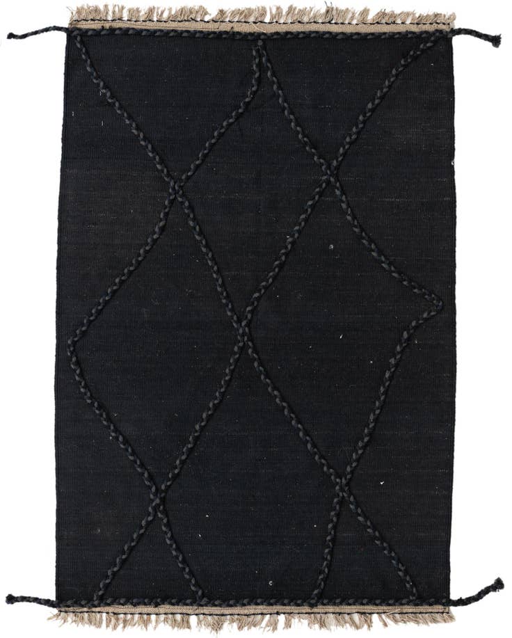 Detail image of 3' 7 x 5' 2 Hand Woven Kilim Modern Wool Rug