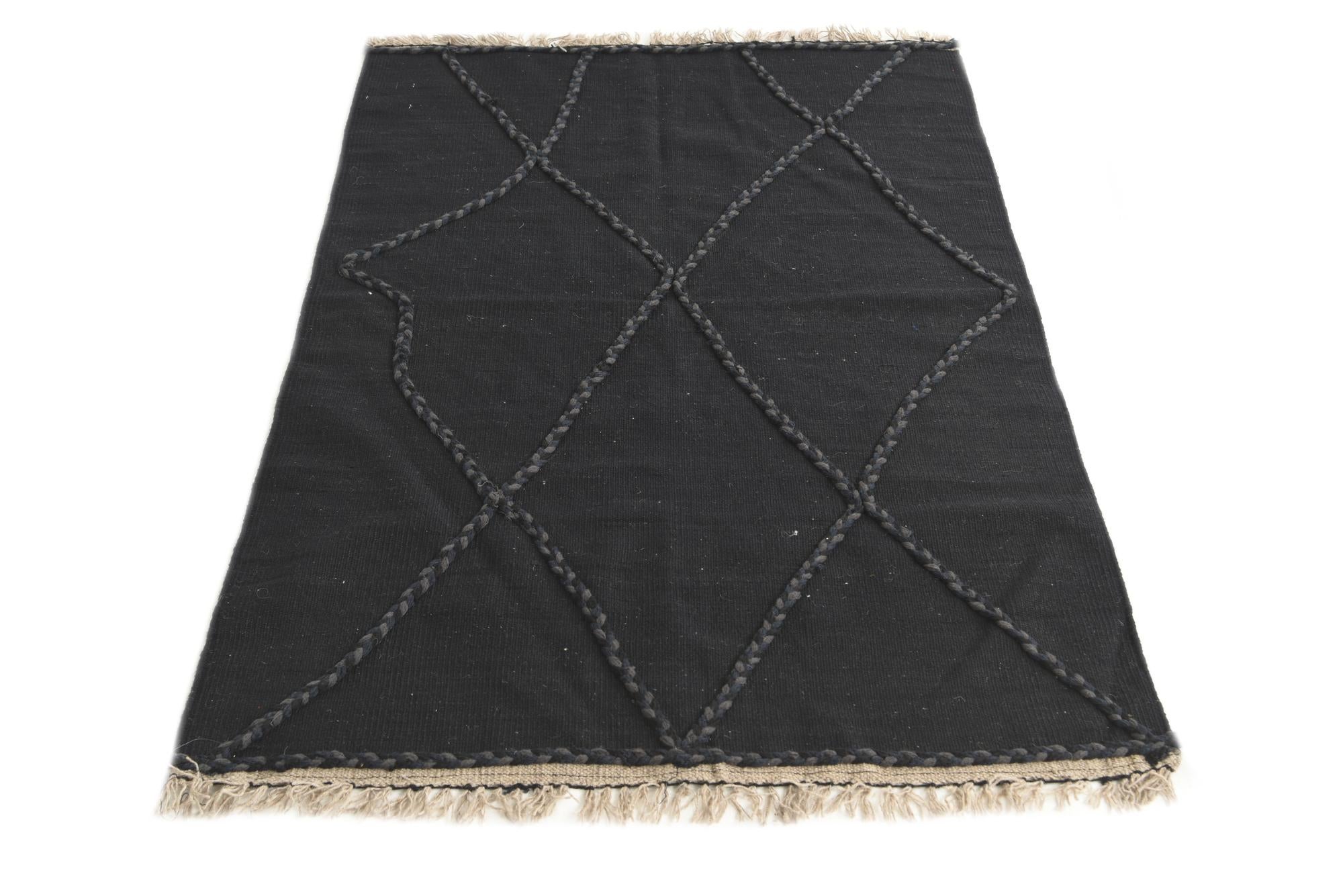 3' 5 x 5' 4 Hand Woven Kilim Modern Wool Rug