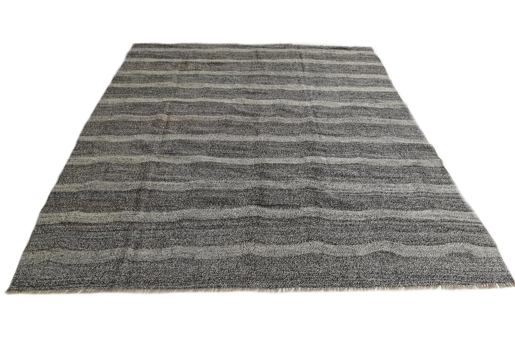 8' 6 x 9' 5 Hand Woven Kilim Modern Wool Rug