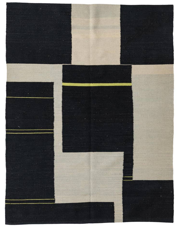 Detail image of 4' 1 x 5' 10 Hand Woven Kilim Modern Wool Rug