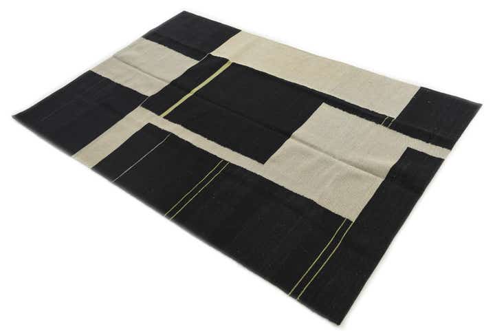 4' x 5' 10 Hand Woven Kilim Modern Wool Rug