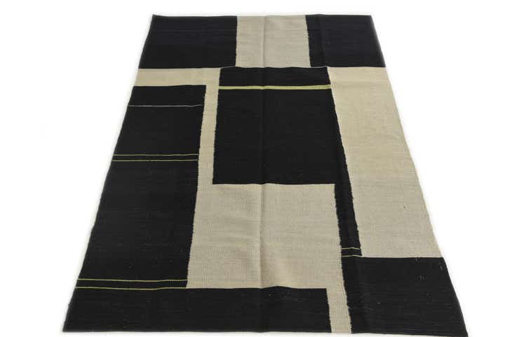 4' x 5' 10 Hand Woven Kilim Modern Wool Rug