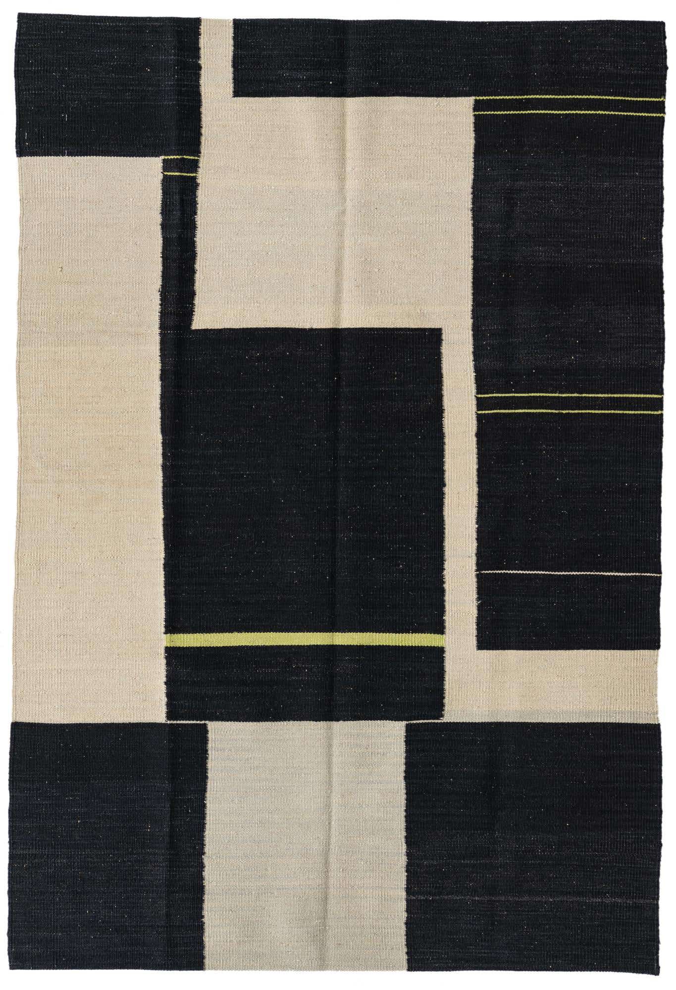 4' x 5' 10 Hand Woven Kilim Modern Wool Rug