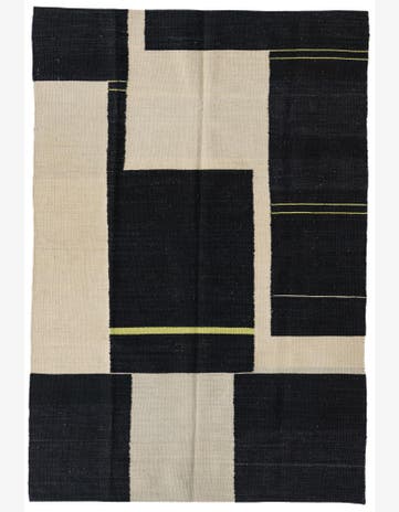 4' x 5' 10 Hand Woven Kilim Modern Wool Rug