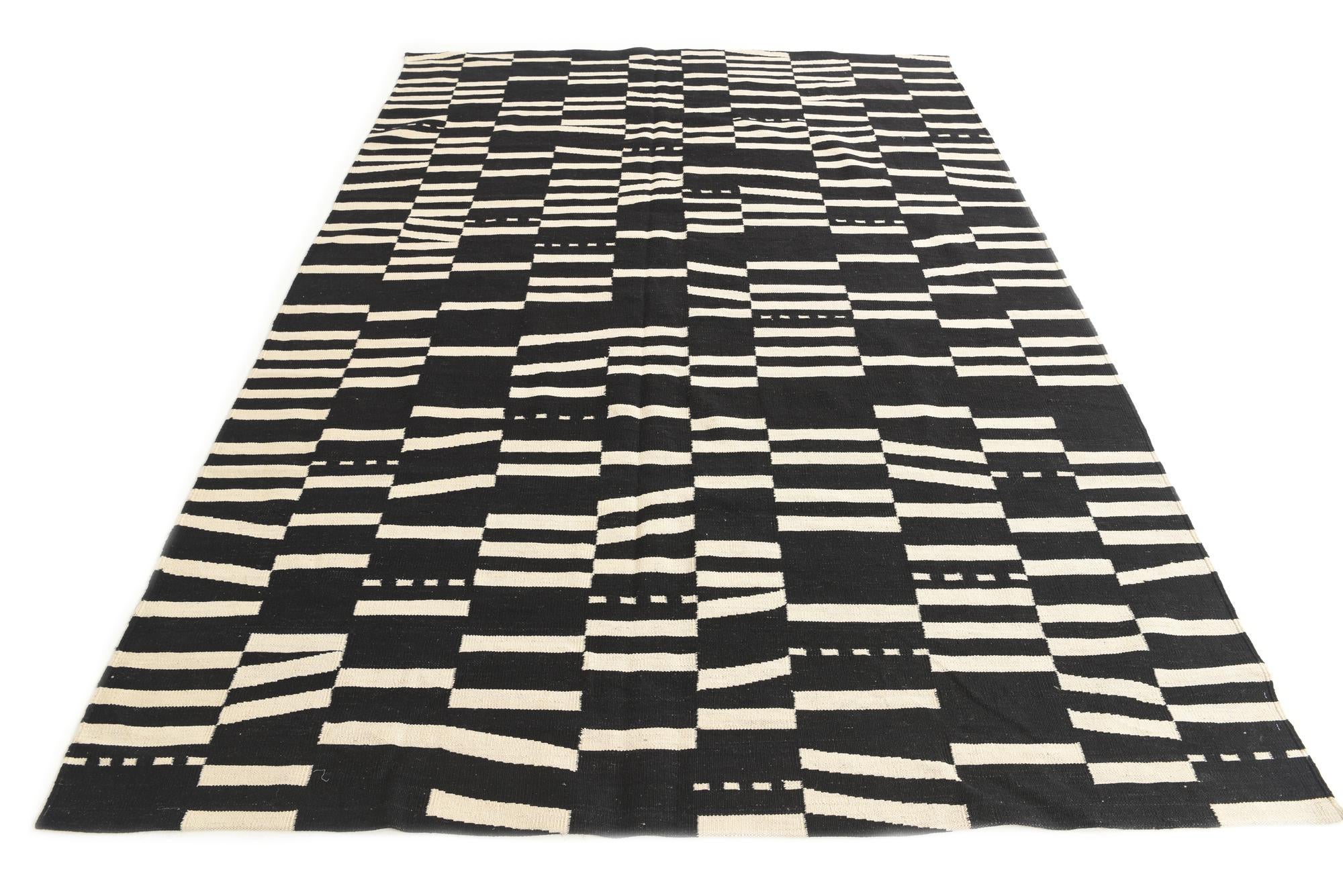 6' 9 x 9' 10 Hand Woven Kilim Modern Wool Rug