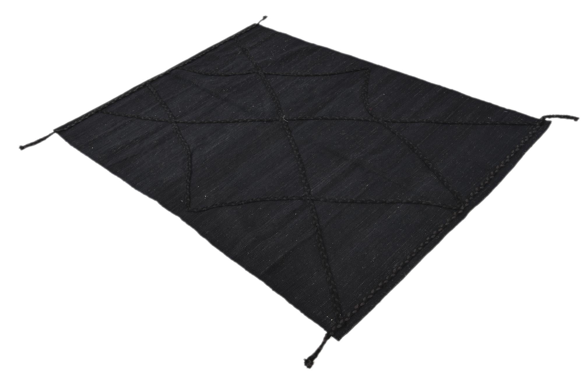 4' 4 x 5' 10 Hand Woven Kilim Modern Wool Rug